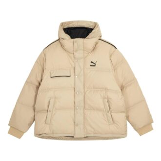 Abrigo de invierno con capucha y plumón ultrafino “beige”