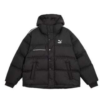 Abrigo de invierno con capucha y plumón ultrafino “Negro”