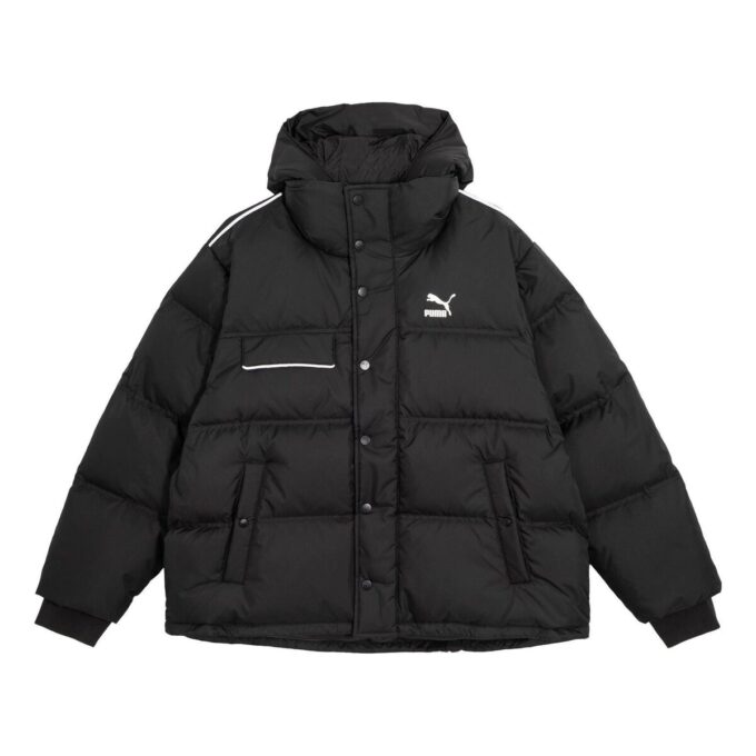 Abrigo de invierno con capucha y plumón ultrafino “Negro”