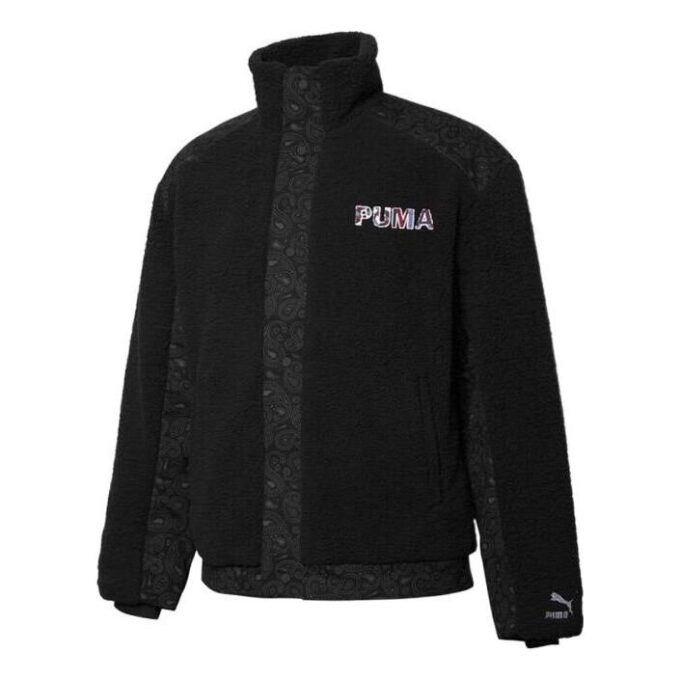 Abrigo de peluche con logo “Negro”