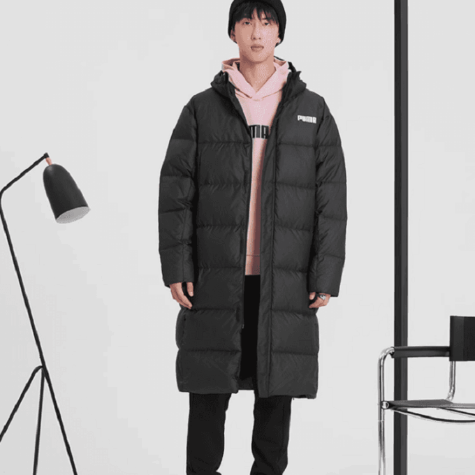 Abrigo largo de plumas oversize “Negro y blanco”