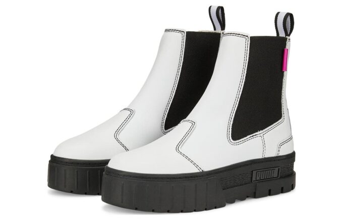 Botas Chelsea Mayze Pop para mujer, color blanco y negro