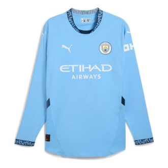 Camiseta auténtica de local de manga larga del Manchester City 2024/25 “Azul”