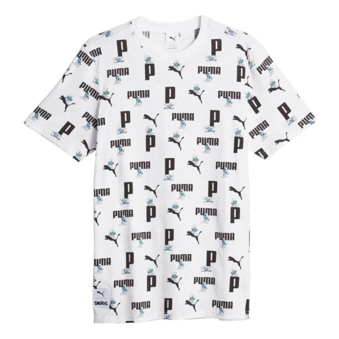 Camiseta blanca con estampado “Los Pitufos al ataque”