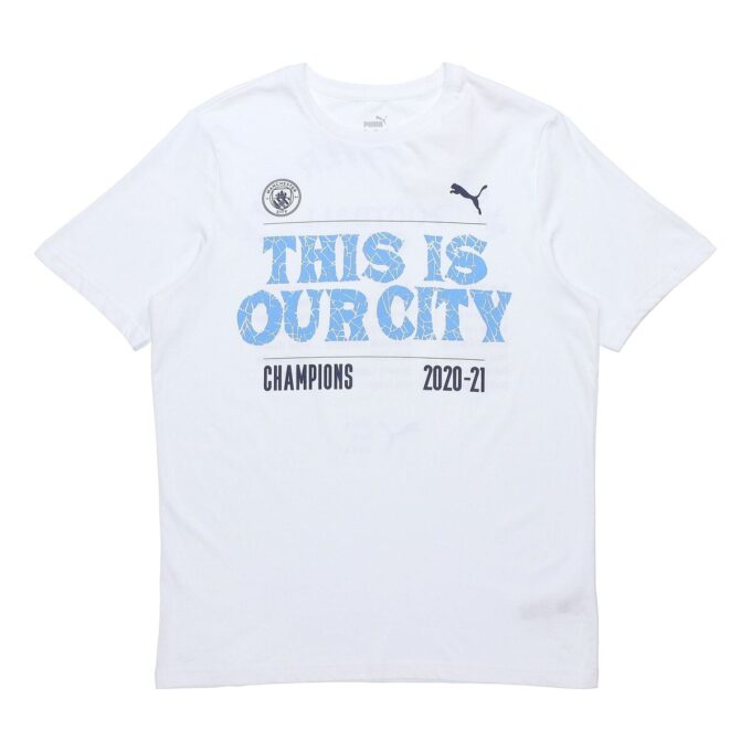 Camiseta blanca de ganador del Manchester City 20/21
