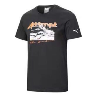 Camiseta casual de manga corta PUMA x Attempt Crossover para parejas, color negro