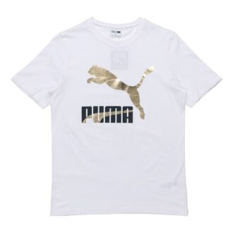 Camiseta con el logotipo clásico “Blanco, dorado y negro”