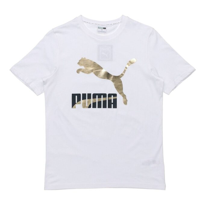 Camiseta con el logotipo clásico “Blanco, dorado y negro”