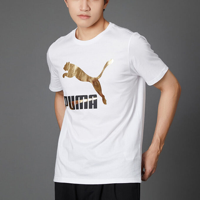 Camiseta con el logotipo clásico “Blanco, dorado y negro”
