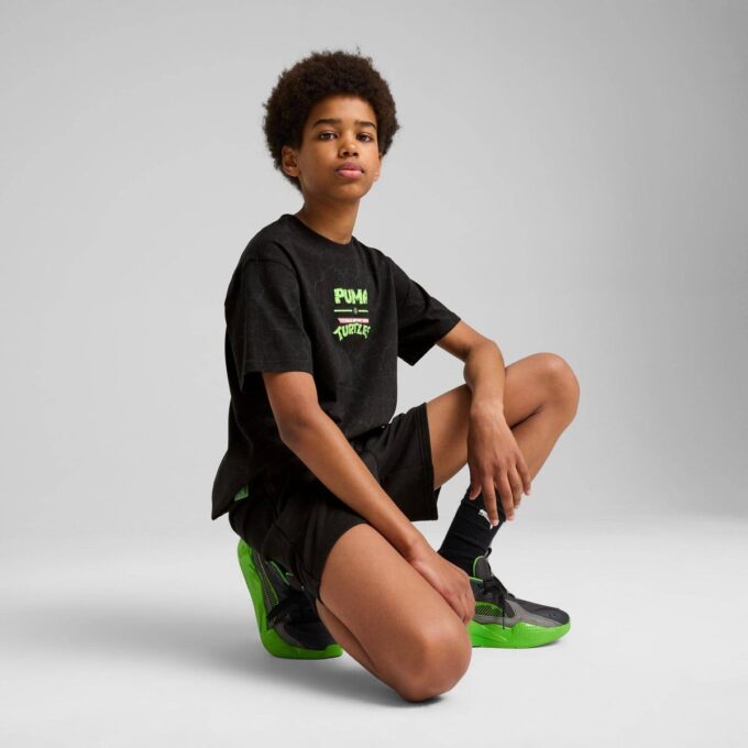 Camiseta con estampado relajado integral para niños grandes de HOOPS x TMNT Camiseta con estampado relajado integral para niños grandes de HOOPS x TMNT