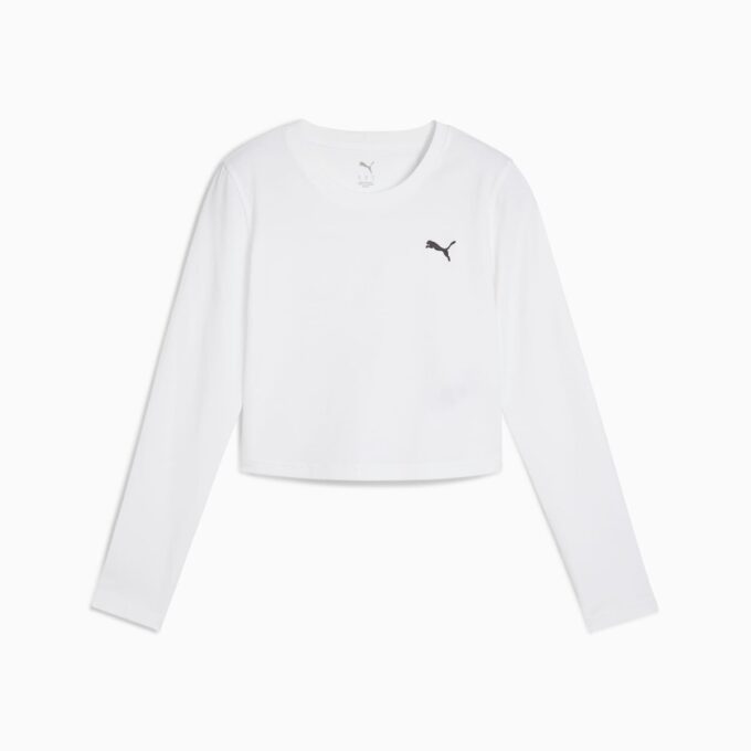 Camiseta corta de manga larga para mujer con elementos esenciales de armario Camiseta corta de manga larga para mujer con elementos esenciales de armario