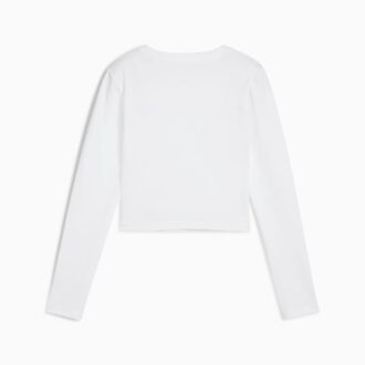 Camiseta corta de manga larga para mujer con elementos esenciales de armario