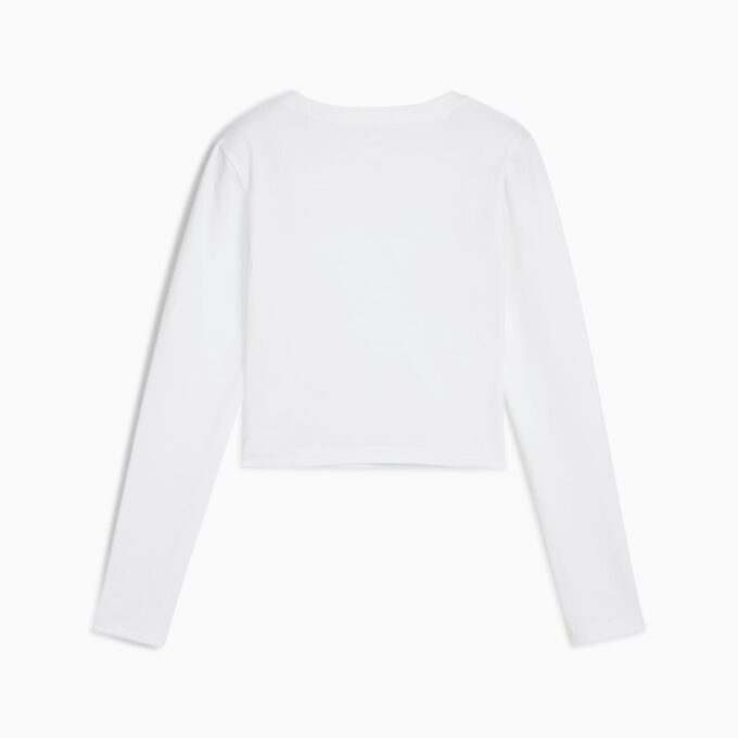 Camiseta corta de manga larga para mujer con elementos esenciales de armario Camiseta corta de manga larga para mujer con elementos esenciales de armario