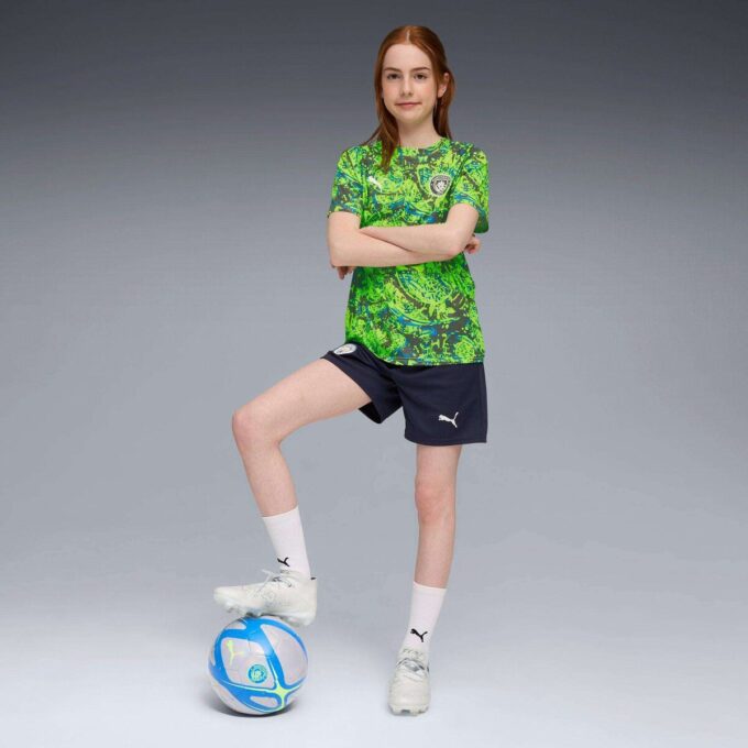 Camiseta de calentamiento de fútbol para niños grandes del Manchester City antes del partido Camiseta de calentamiento de fútbol para niños grandes del Manchester City antes del partido