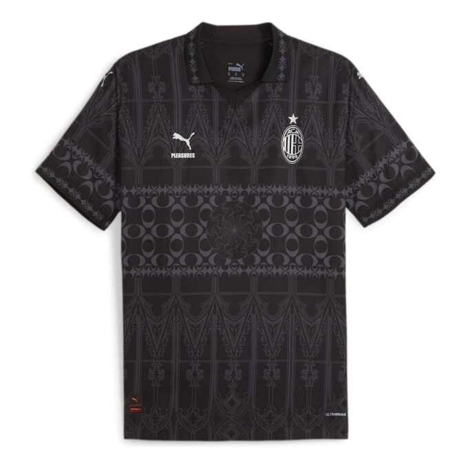 Camiseta de fútbol auténtica PUMA x PLEASURES del AC Milan “Negra”