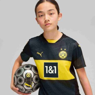 Camiseta de fútbol de visitante del Borussia Dortmund 24/25 para niños grandes (réplica)