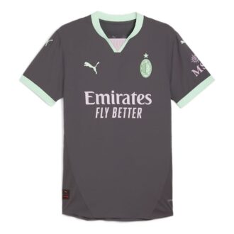 Camiseta de fútbol oficial del AC Milan 24/25, color gris menta