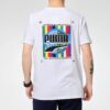 Camiseta de manga corta con estampado fotográfico de grafiti “Blanco, azul y rojo”