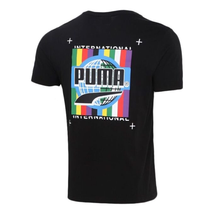Camiseta de manga corta con estampado fotográfico de grafiti “Negro, azul y rojo”