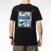 Camiseta de manga corta con estampado fotográfico de grafiti “Negro, azul y rojo”