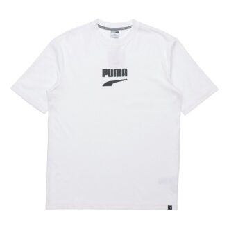 Camiseta de manga corta con logo clásico del centro de la ciudad para hombre, blanca
