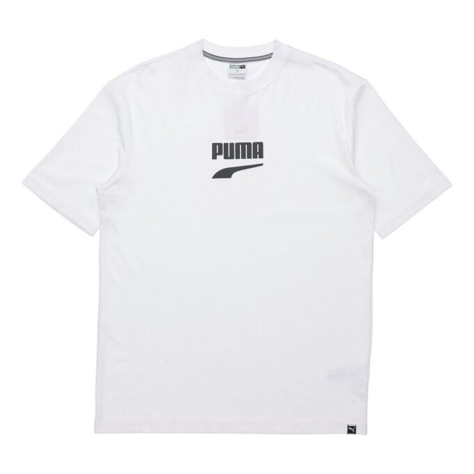 Camiseta de manga corta con logo clásico del centro de la ciudad para hombre, blanca