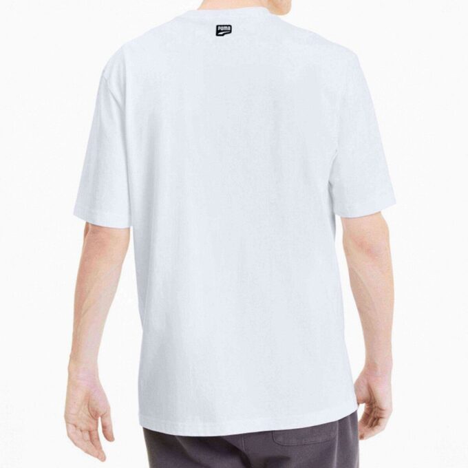 Camiseta de manga corta con logo clásico del centro de la ciudad para hombre, blanca