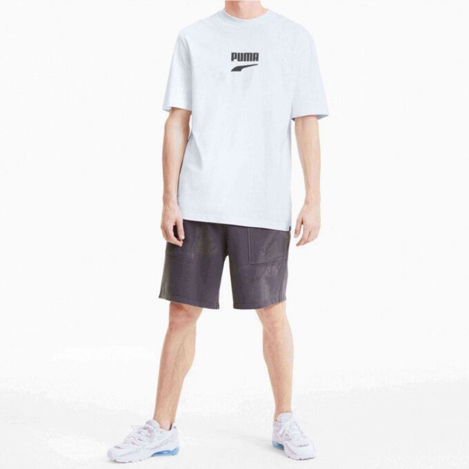 Camiseta de manga corta con logo clásico del centro de la ciudad para hombre, blanca
