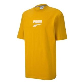 Camiseta de manga corta con logo clásico del centro de la ciudad para hombre, color dorado