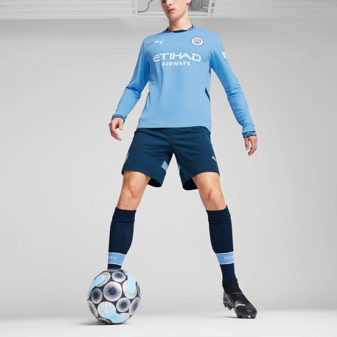 Camiseta de manga larga local del Manchester City 24/25 “Azul y blanco”