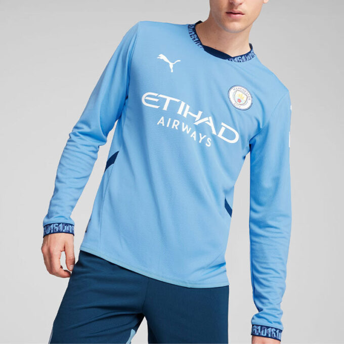 Camiseta de manga larga local del Manchester City 24/25 “Azul y blanco”