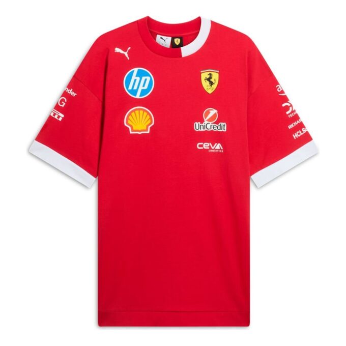 Camiseta de piloto extragrande PUMA x Scuderia Ferrari 2025, réplica, color cereza oscuro