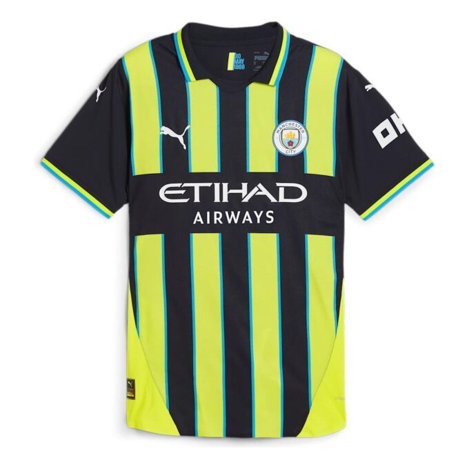 Camiseta de visitante del Manchester City 24/25, edición de jugador auténtica, color amarillo marino
