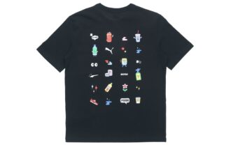 Camiseta deportiva con estampado de alfabeto, cuello redondo y manga corta, color negro