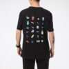 Camiseta deportiva con estampado de alfabeto, cuello redondo y manga corta, color negro