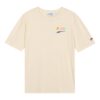 Camiseta deportiva con estampado de dibujos animados y alfabeto, cuello redondo y manga corta, color beige
