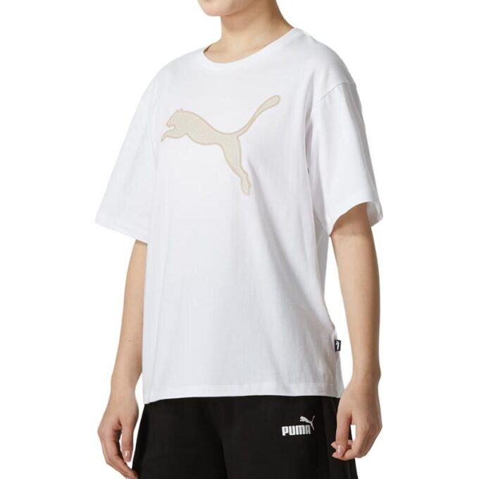 Camiseta deportiva estampada para mujer “Blanco y beige”