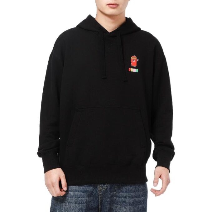 Camiseta deportiva informal con estampado de dibujos animados para hombre, color negro