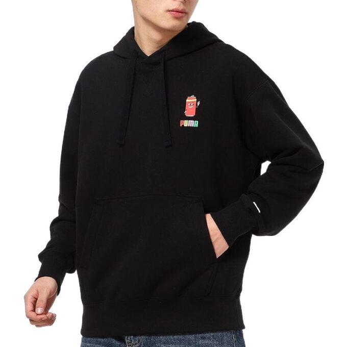 Camiseta deportiva informal con estampado de dibujos animados para hombre, color negro