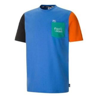 Camiseta deportiva informal de cuello redondo y manga corta PUMA x Mr Doodle Crossover azul