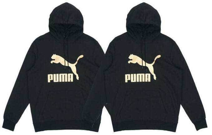 Camiseta deportiva negra con estampado de logotipo clásico en bronce