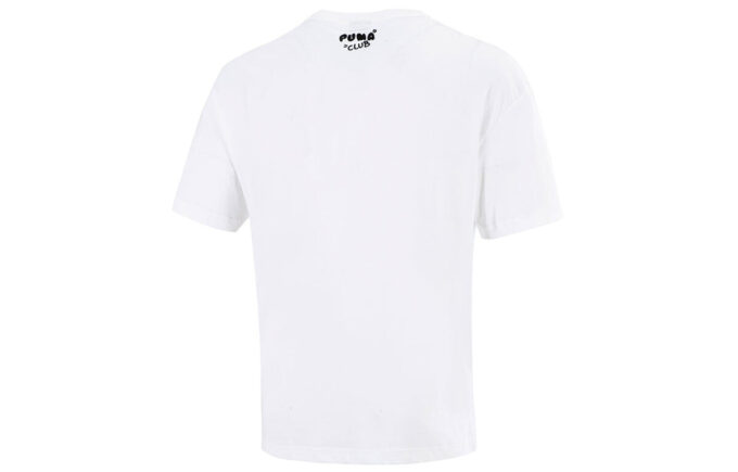 Camiseta deportiva PUMA de manga corta con cuello redondo y estampado divertido para hombre, color blanco