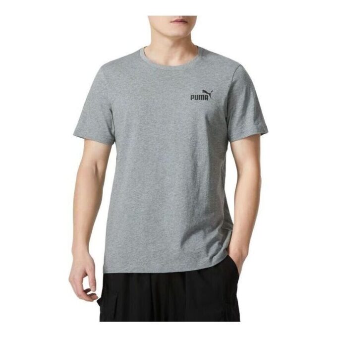 Camiseta Essentials con logo pequeño “Gris”