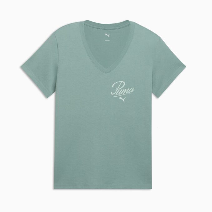 Camiseta Essentials Script con cuello en V para mujer Camiseta Essentials Script con cuello en V para mujer