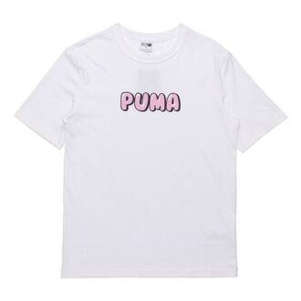 Camiseta gráfica del centro “Blanco y rosa”