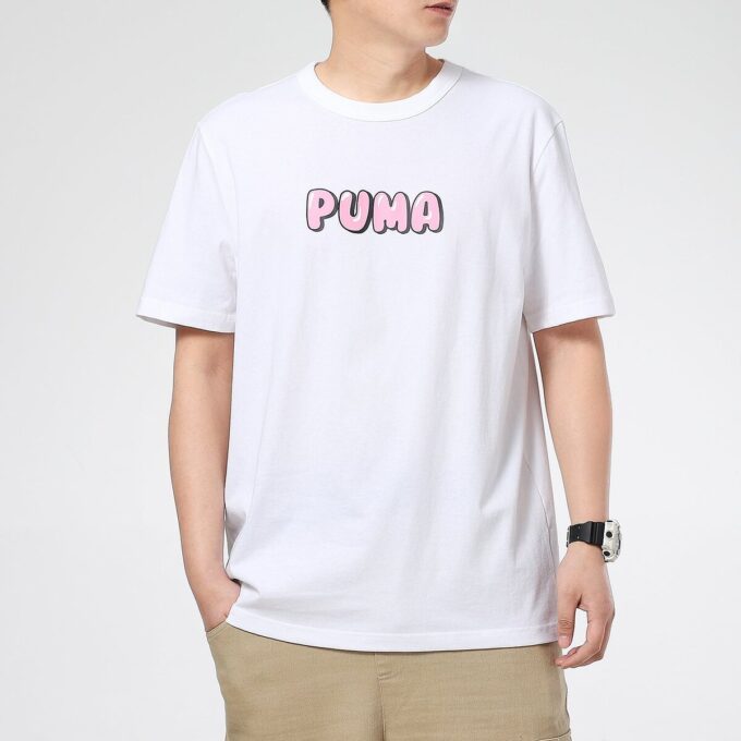 Camiseta gráfica del centro “Blanco y rosa”