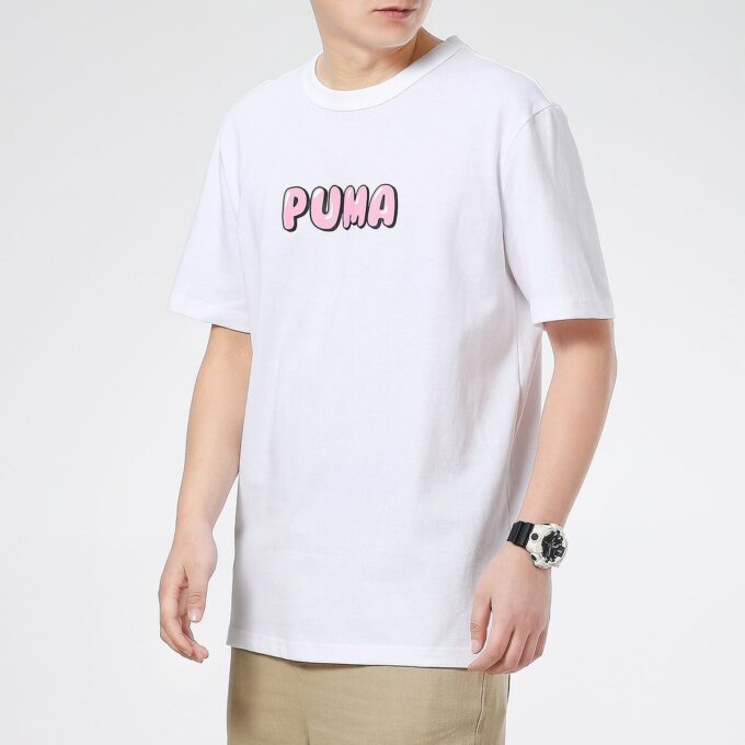 Camiseta gráfica del centro “Blanco y rosa”