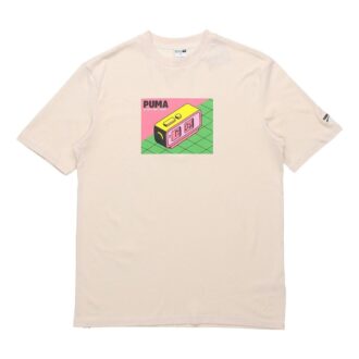Camiseta gráfica Downtown “Beige, rosa, verde”