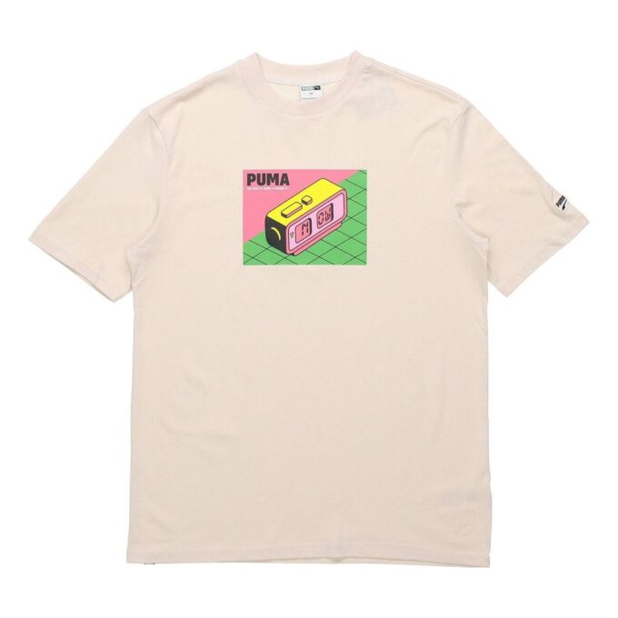 Camiseta gráfica Downtown “Beige, rosa, verde”
