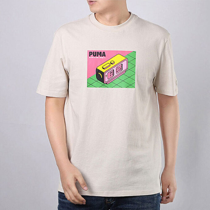 Camiseta gráfica Downtown “Beige, rosa, verde”